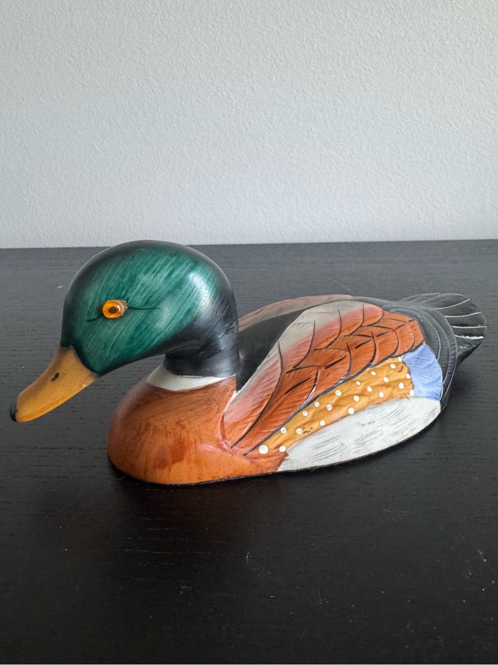 Vintage Ceramic Mallard Duck Figurine Retro Cabin Decor